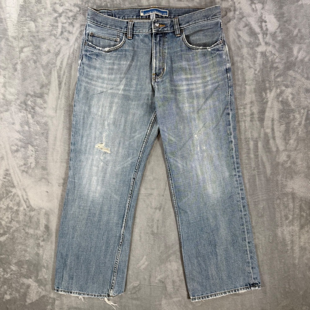 Vintage Gap Loose Straight Fit Jeans Men's Size 34x30 Blue Light Wash Distressed